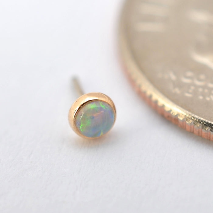 14k Yellow Gold / White Opal / 3mm