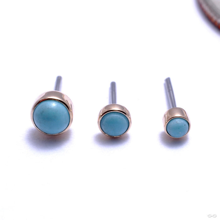 Bezel-set Cabochon Press-fit End in Gold from LeRoi with Robin's Egg Stones