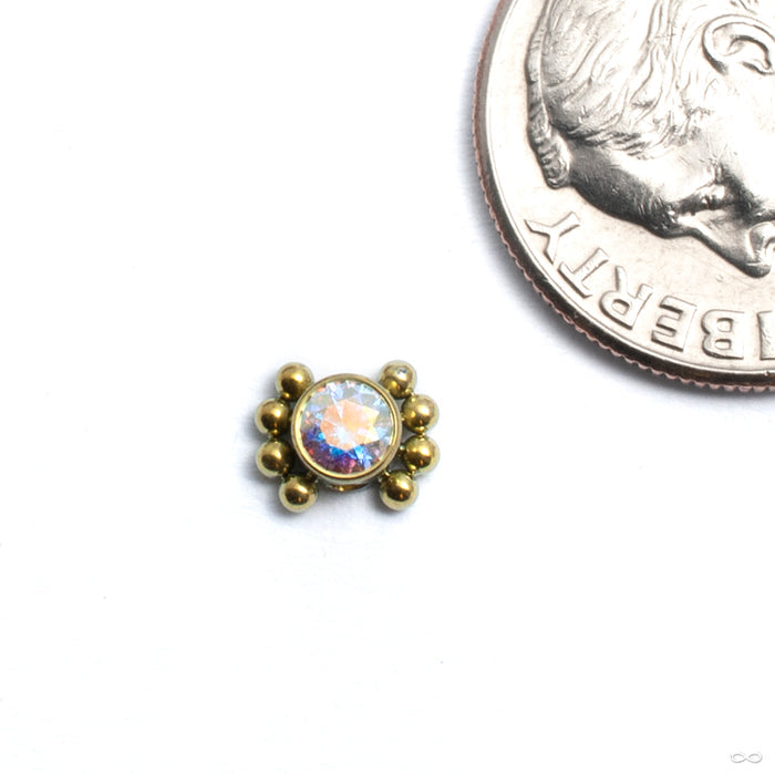 Bezel-set Captive Gem Bead with Beaded Border from LeRoi with aurora borealis