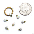 Bezel-set Captive Gem Bead with Tri Bead Cluster from LeRoi in assorted materials