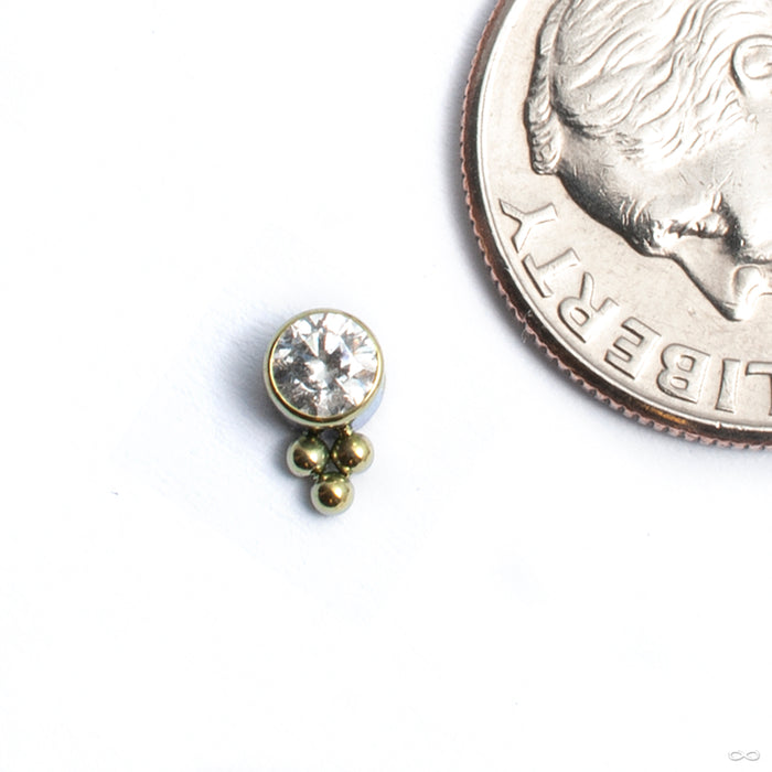 Bezel-set Captive Gem Bead with Tri Bead Cluster from LeRoi with clear CZ