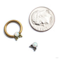 Bezel-set Captive Gem Bead with Twin Tri Bead Clusters from LeRoi in assorted materials