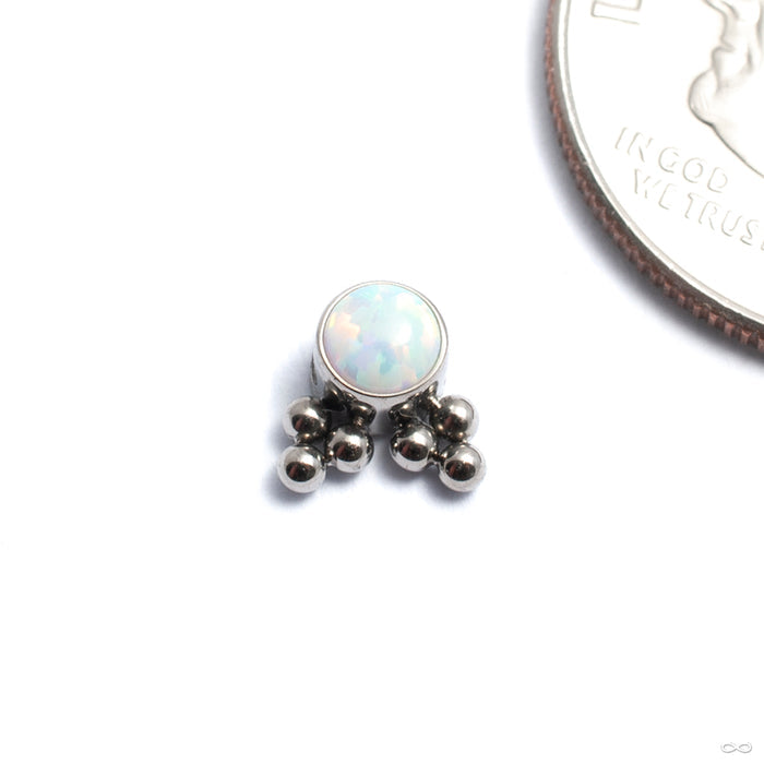 Bezel-set Captive Gem Bead with Twin Tri Bead Clusters from LeRoi with white opal
