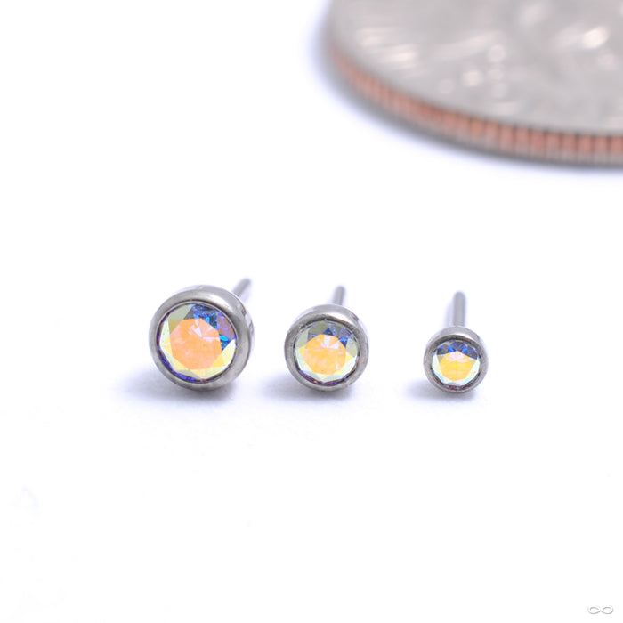 Bezel-set Gemstone Press-fit End in Titanium from NeoMetal in Aurora Borealis