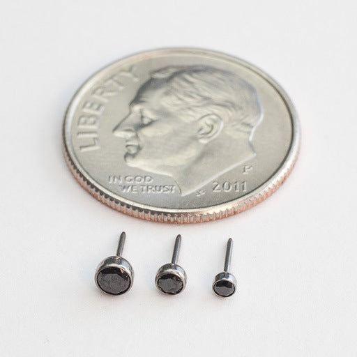 Bezel-set Gemstone Press-fit End in Titanium from NeoMetal with black cz