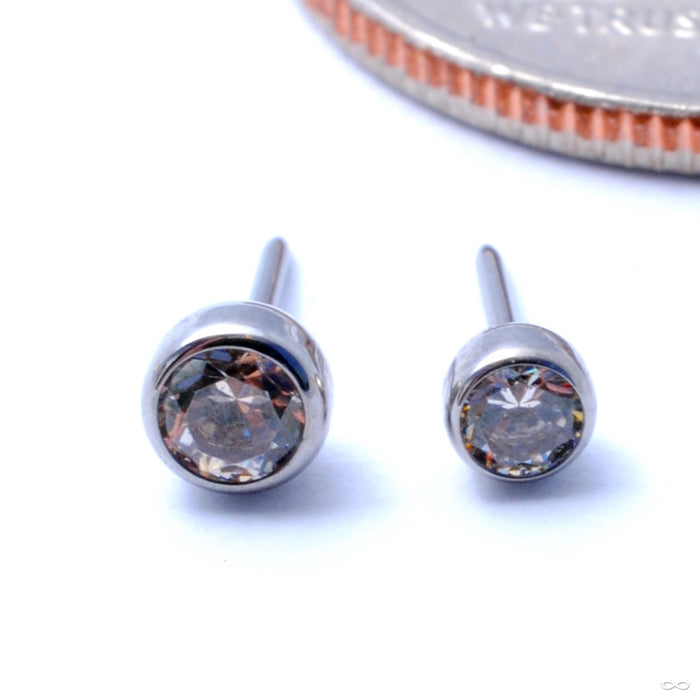 Bezel-set Gemstone Press-fit End in Titanium from NeoMetal with champagne stones