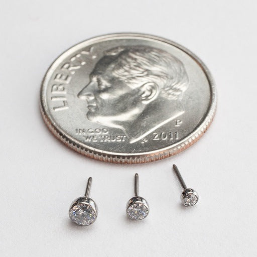 Bezel-set Gemstone Press-fit End in Titanium from NeoMetal with clear cz