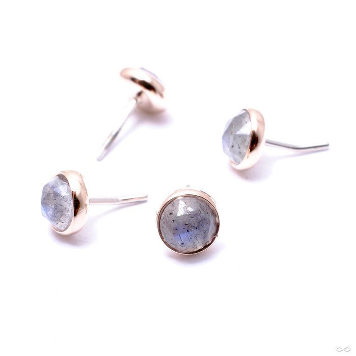 Bezel-set Rose-cut Cabochon Press-fit End in Gold from BVLA with labradorite