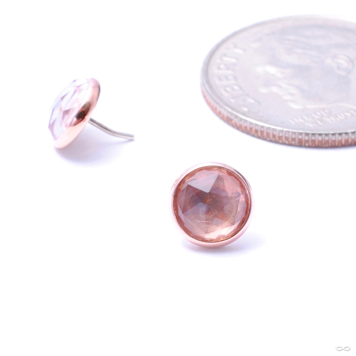 Bezel-set Rose-cut Cabochon Press-fit End in Gold from BVLA with rose quartz