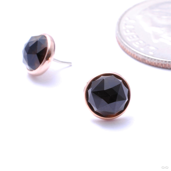 Bezel-set Rose-cut Cabochon Press-fit End in Gold from BVLA with smoky quartz