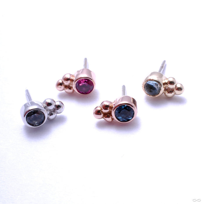 Bezel with 3 Beads Press-fit End in Gold from BVLA with Assorted Stones