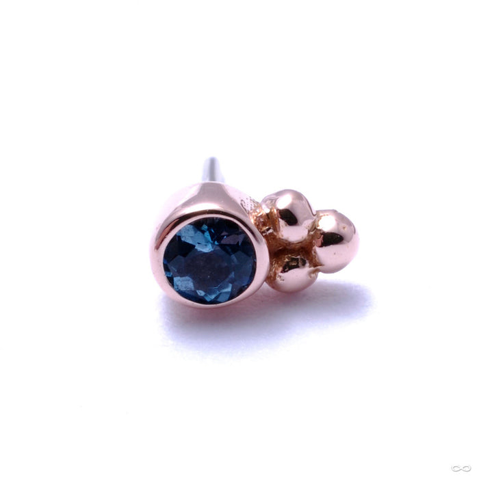 Bezel with 3 Beads Press-fit End in Gold from BVLA with London Blue Topaz