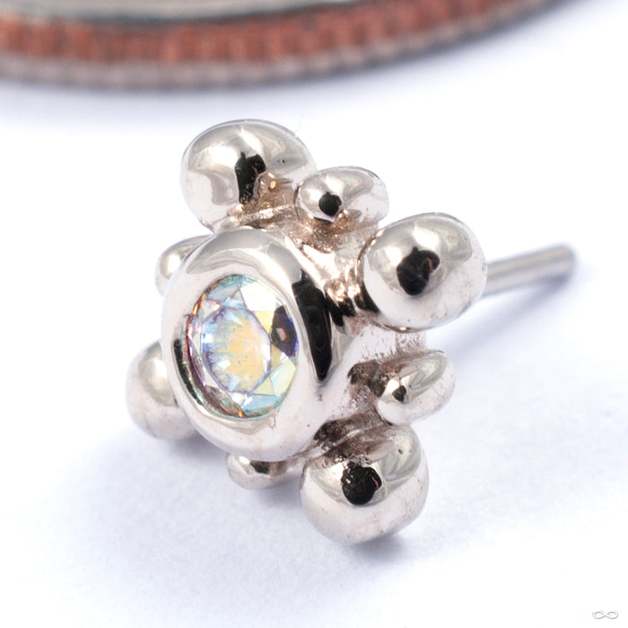 14k White Gold / Aurora Borealis