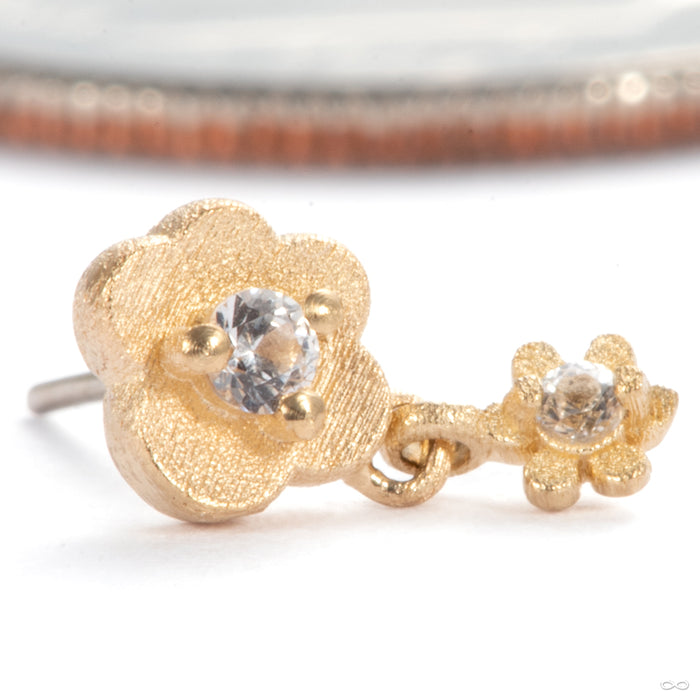 Bitty Oopsie Daisy Press-fit End in 14k Yellow Gold with White Sapphire from Pupil Hall