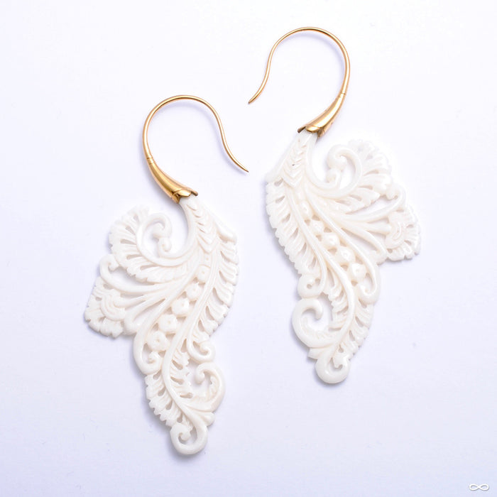 Bonita Earrings from Maya Jewelry in Yellow-gold-plated Brass with Bone