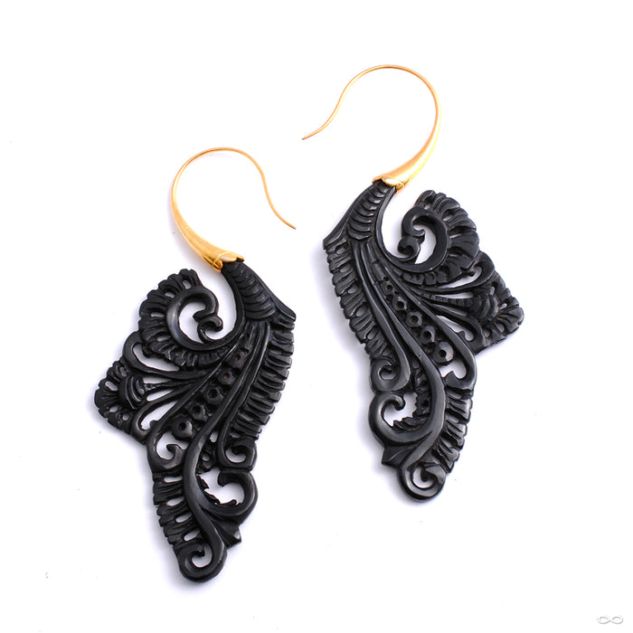 Bonita Earrings from Maya Jewelry in yellow-gold-plated brass with horn