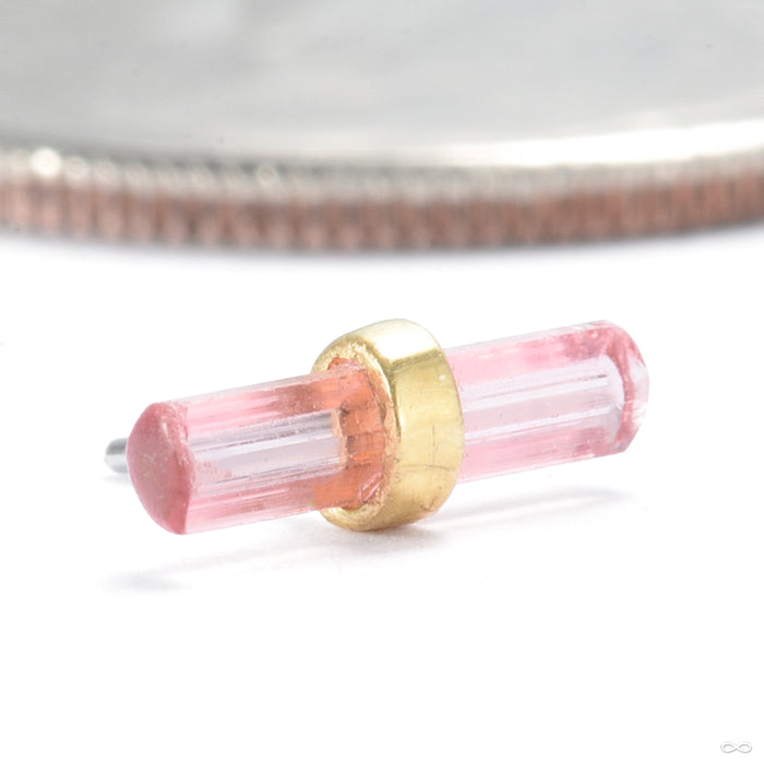Bound by Love Press-fit End in Gold from Quetzalli with pink tourmaline