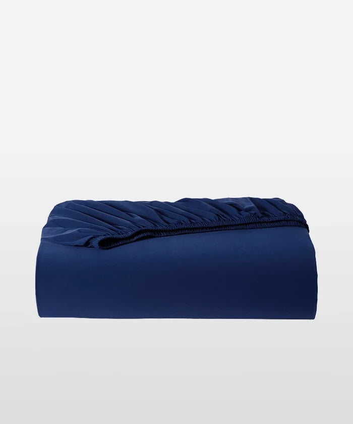 Breescape navy blue cooling fitted sheet, instantly cool and breathable.