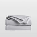 Breescape misty grey cooling sheets: breathable, cold touch bedding for hot sleepers.