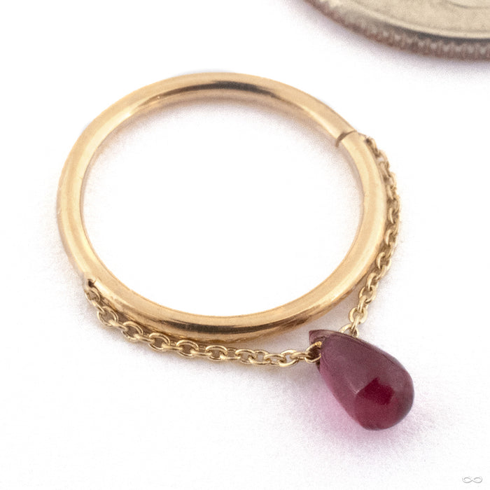 18g 3/8" / 14k Yellow Gold / Rhodolite Garnet