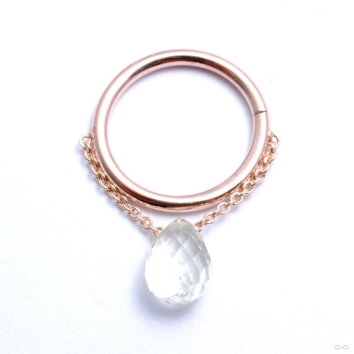 Briolette Seam Ring in Gold from Pupil Hall with white sapphire
