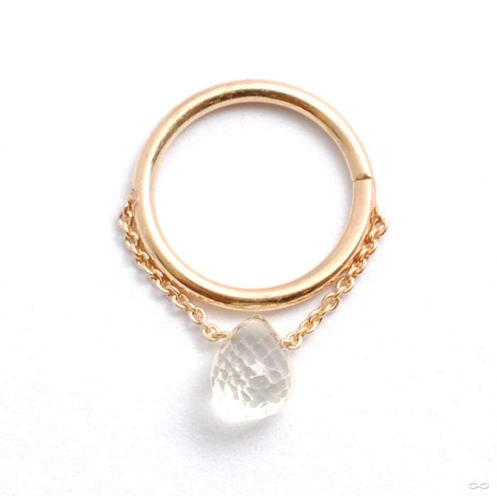Briolette Seam Ring in Gold from Pupil Hall with white sapphire