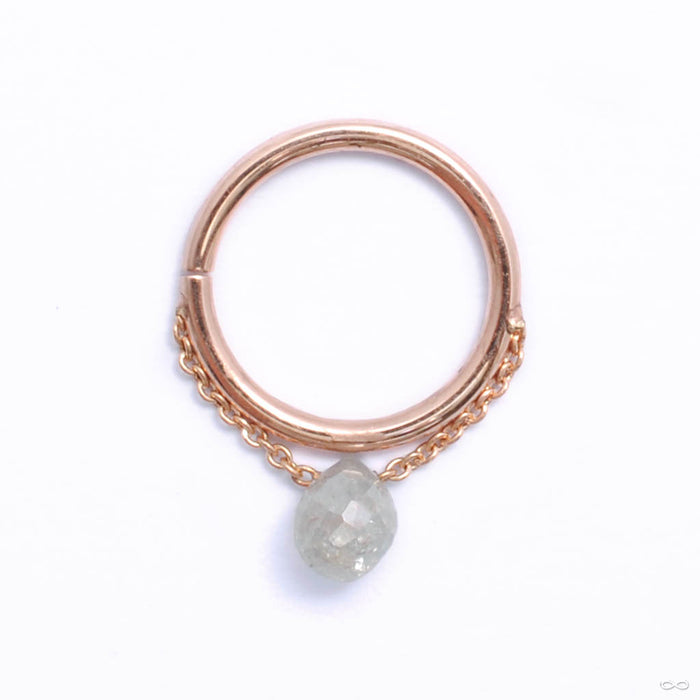Briolette Seam Ring in Gold from Pupil Hall with gray diamond