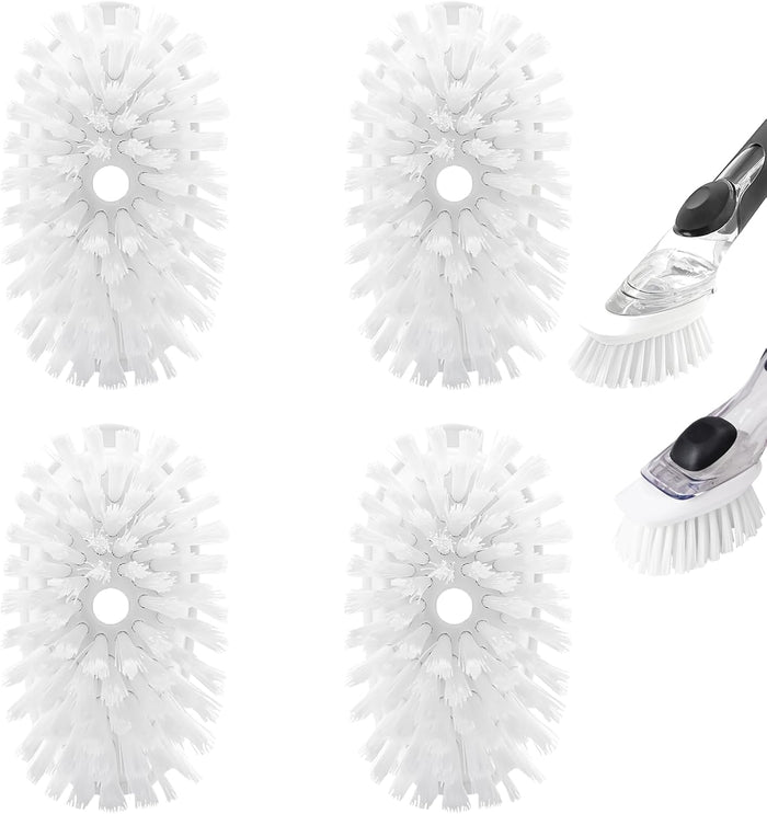 Brush Refills for OXO Dish Brush - 4 Pack Dish Brush Cleaning Soap Dispensing Head Replacement for Scrubber (White)