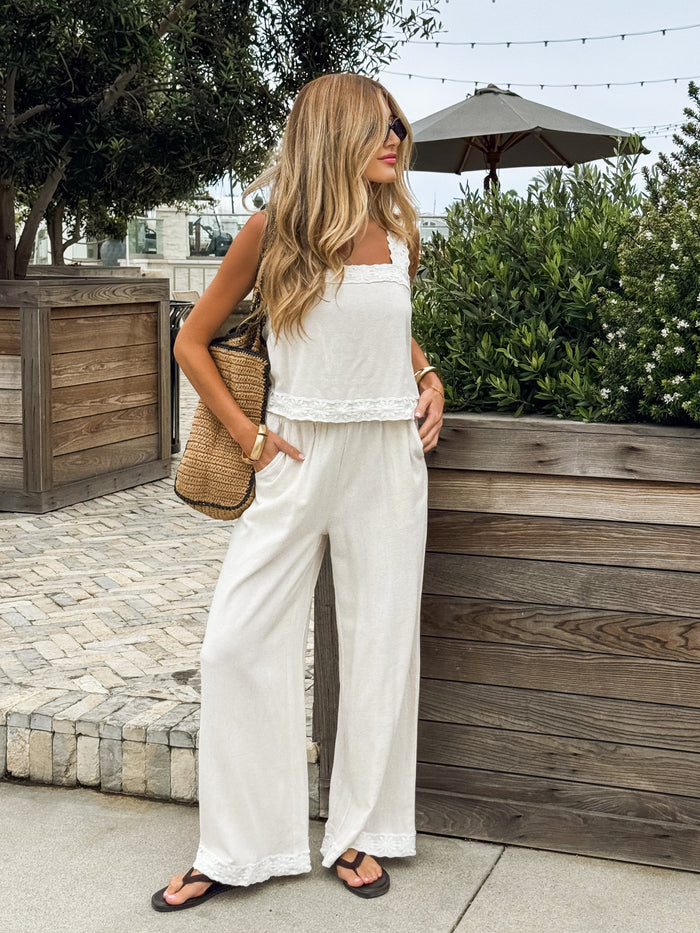 Cala Linen Tank Top - Stitch And Feather