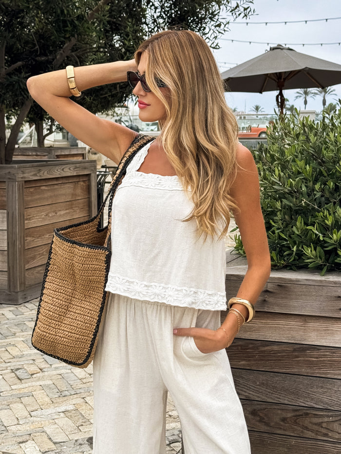 Cala Linen Tank Top - Stitch And Feather