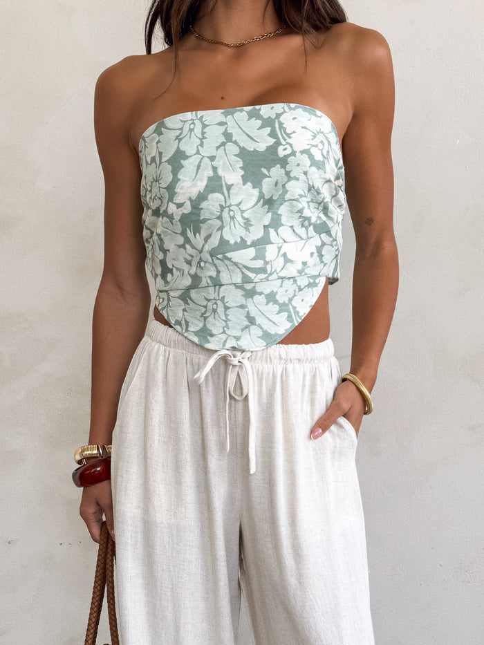Calabria Floral Strapless Scarf Top - Final Sale - Stitch And Feather