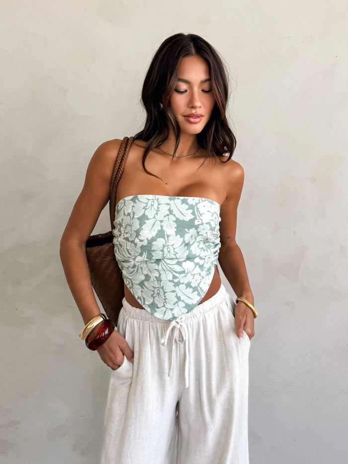 Calabria Floral Strapless Scarf Top - Final Sale - Stitch And Feather