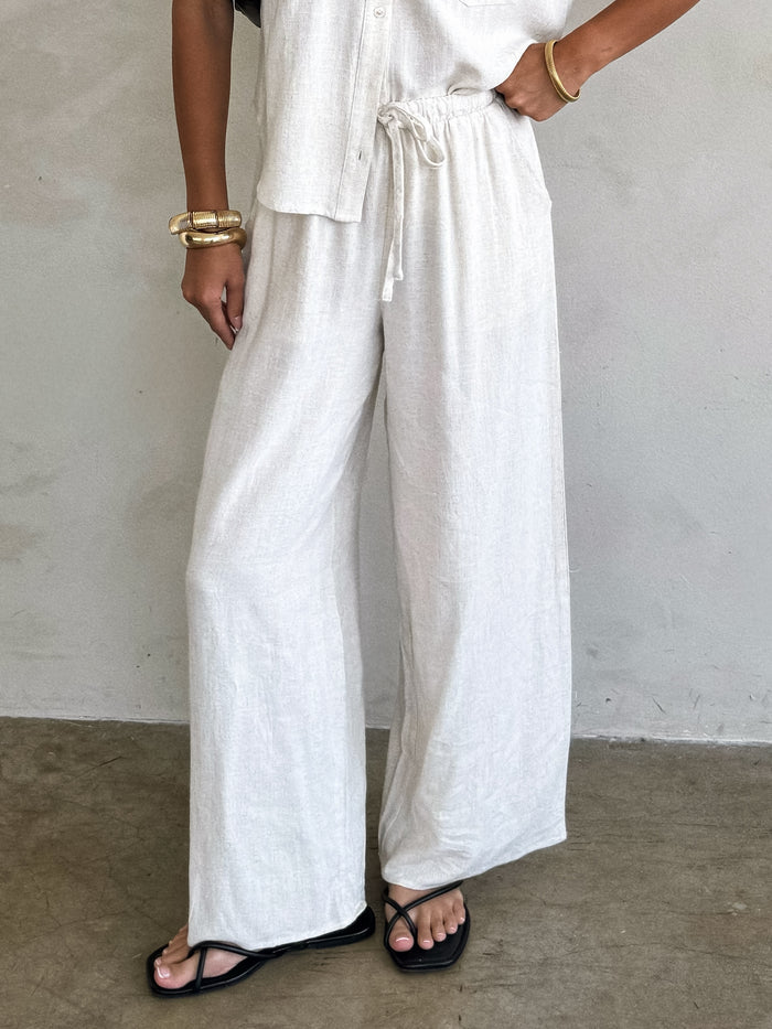 Camden Linen Pants in Oatmeal - Stitch And Feather