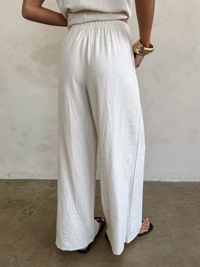 Camden Linen Pants in Oatmeal - Stitch And Feather