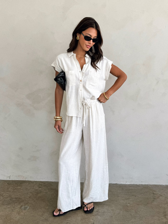 Camden Linen Pants in Oatmeal - Stitch And Feather