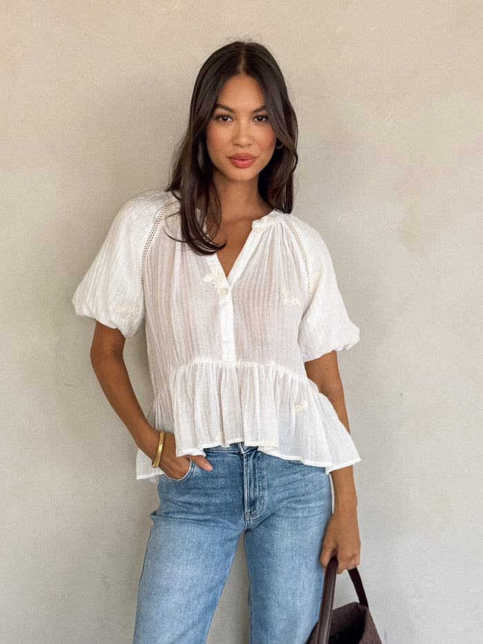 Candela Embroidered Blouse - Stitch And Feather