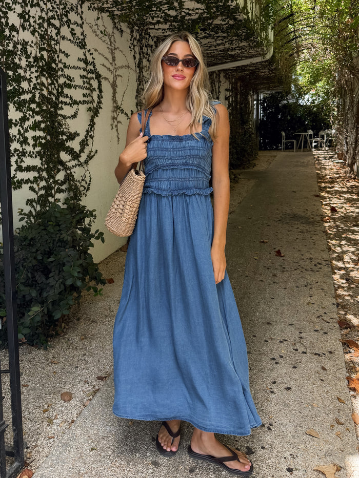 Capo Smocked Midi Dress - Stitch And Feather