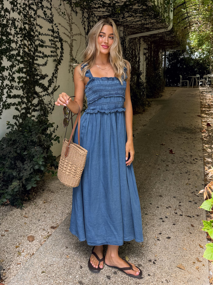 Capo Smocked Midi Dress - Stitch And Feather