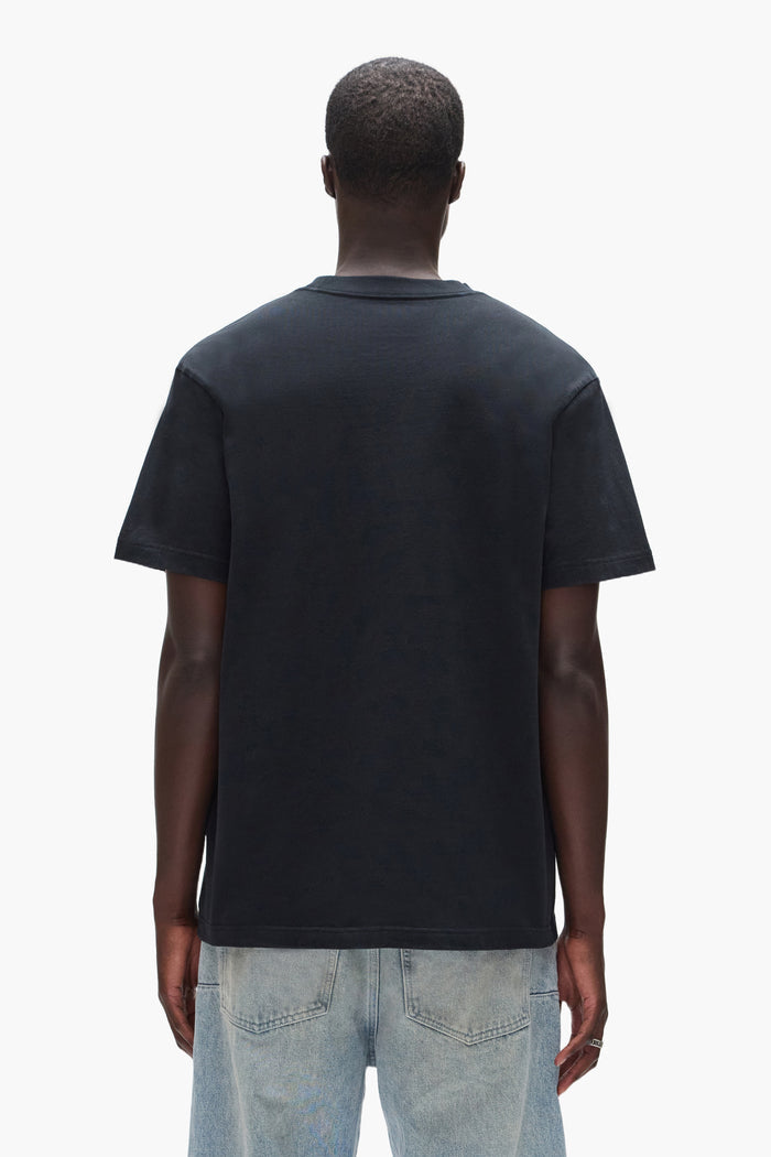 Carefree Tee in black, 100% cotton, regular fit, heavyweight jersey, faded wash finish.