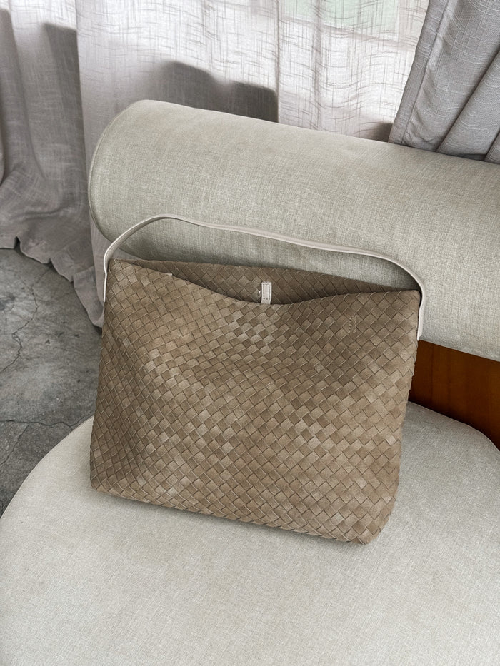 Carmel Woven Bag in Khaki - Stitch And Feather