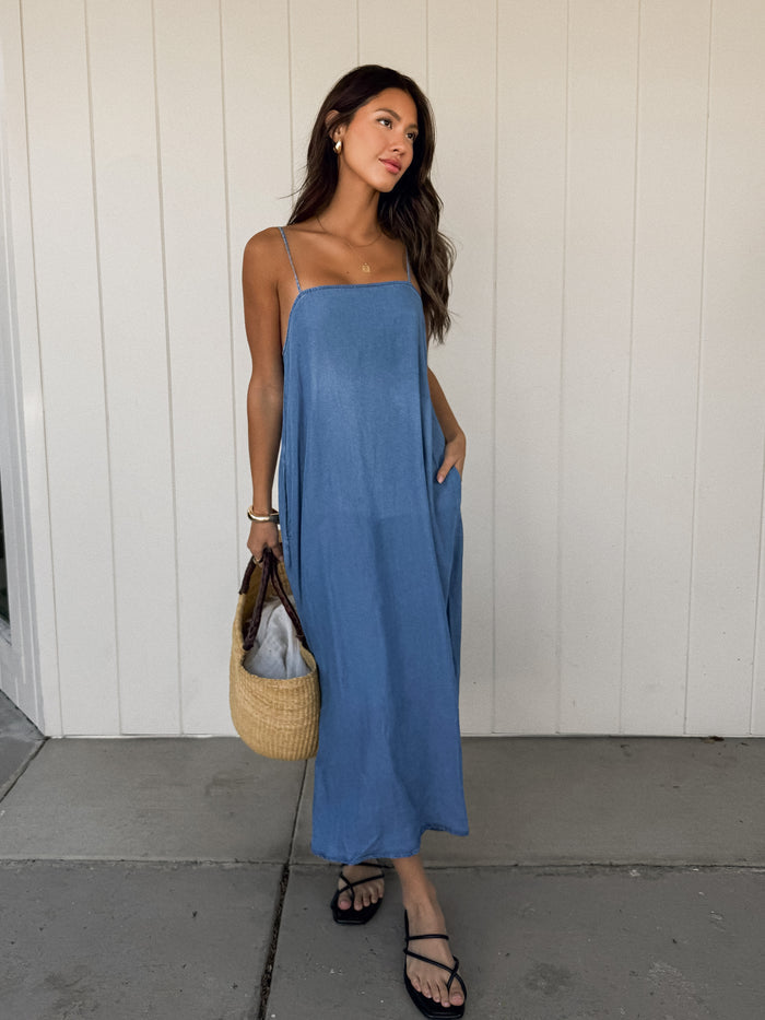 Cayucos Denim Midi Dress - Stitch And Feather