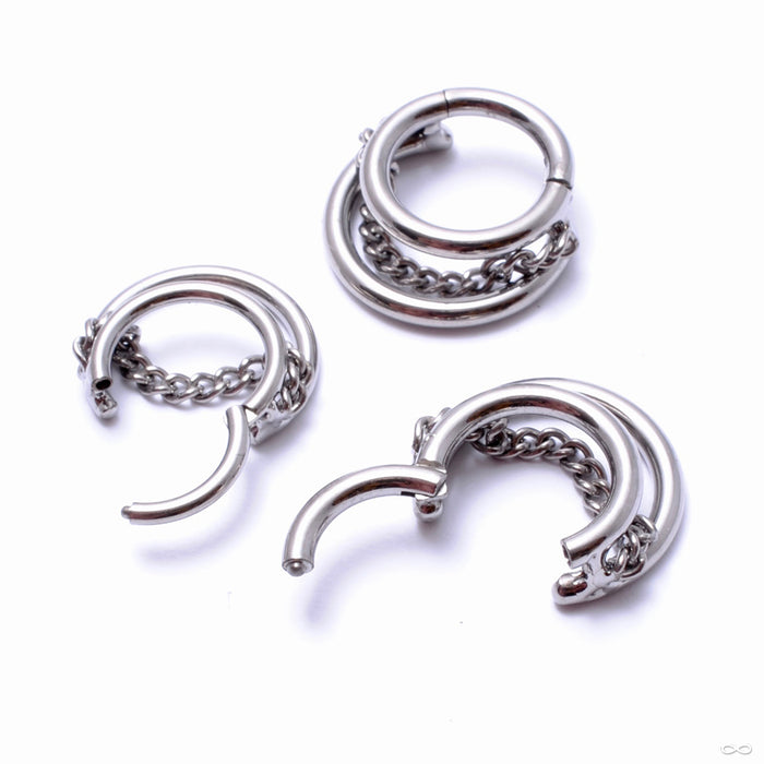 Chained Crescent Clicker in Titanium from Zadamer Jewelry