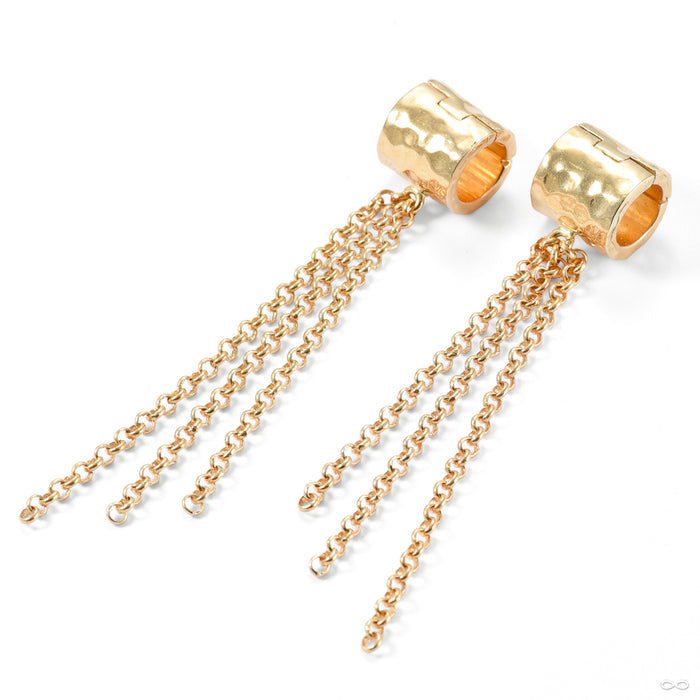 Chained Hammered Clicker Cuffs from Symmetry Body Jewelry in yellow gold plated brass