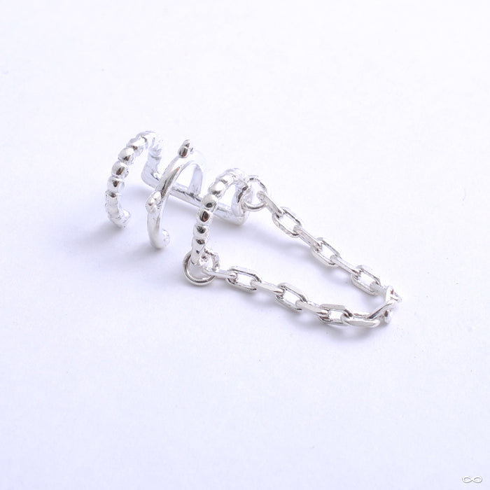 Chained Love Cuff from Tawapa in silver left ear