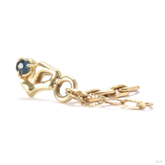 Chained Pedestal Press-fit End in Gold from Sacred Symbols with blue sapphire