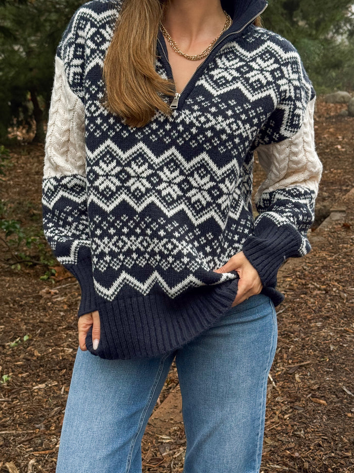 Chalet Half Zip Sweater - Final Sale - Stitch And Feather