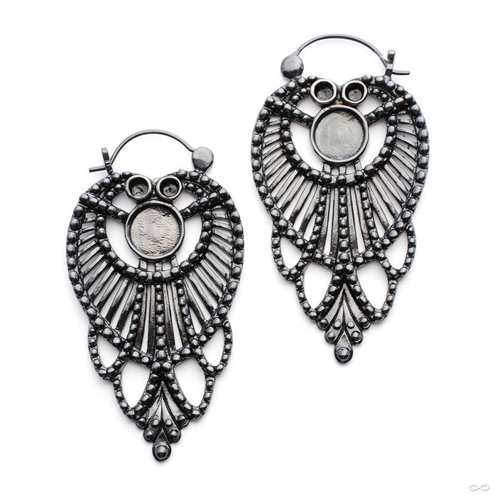Chandelier Earrings from Tawapa in Black-ceramic-plated Brass