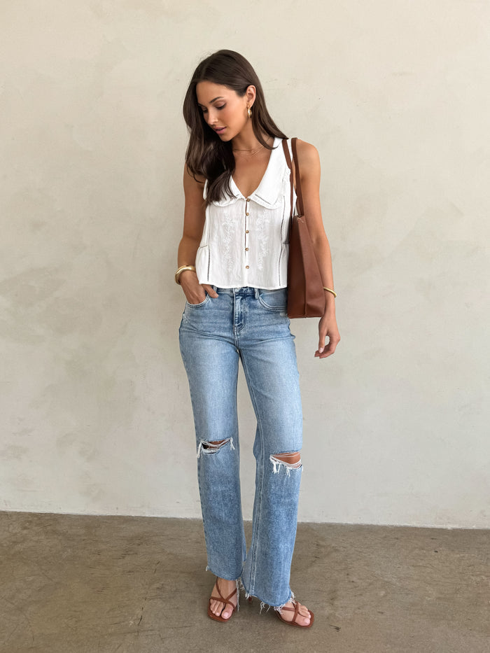 Charli Distressed Wide Leg Jeans - Stitch And Feather