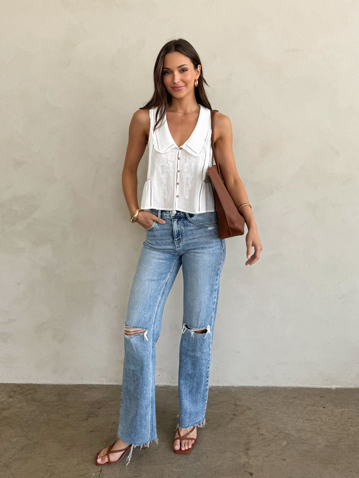 Charli Distressed Wide Leg Jeans - Stitch And Feather