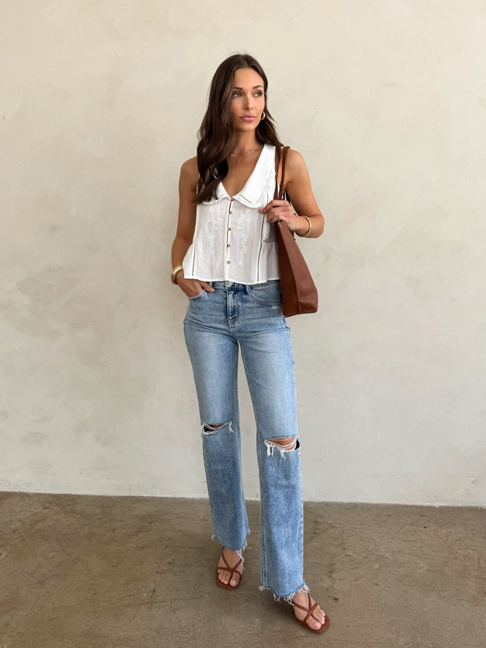 Charli Distressed Wide Leg Jeans - Stitch And Feather